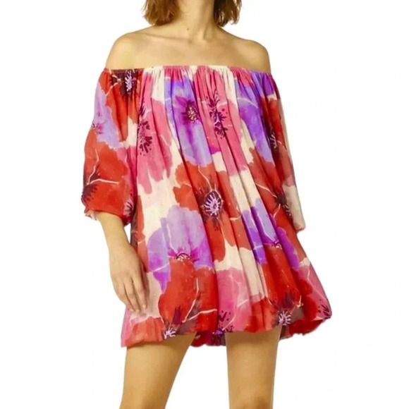 Misa Devon Floral Off Shoulder Mini Dress in Poppy Love Size S NWT - Picture 11 of 12